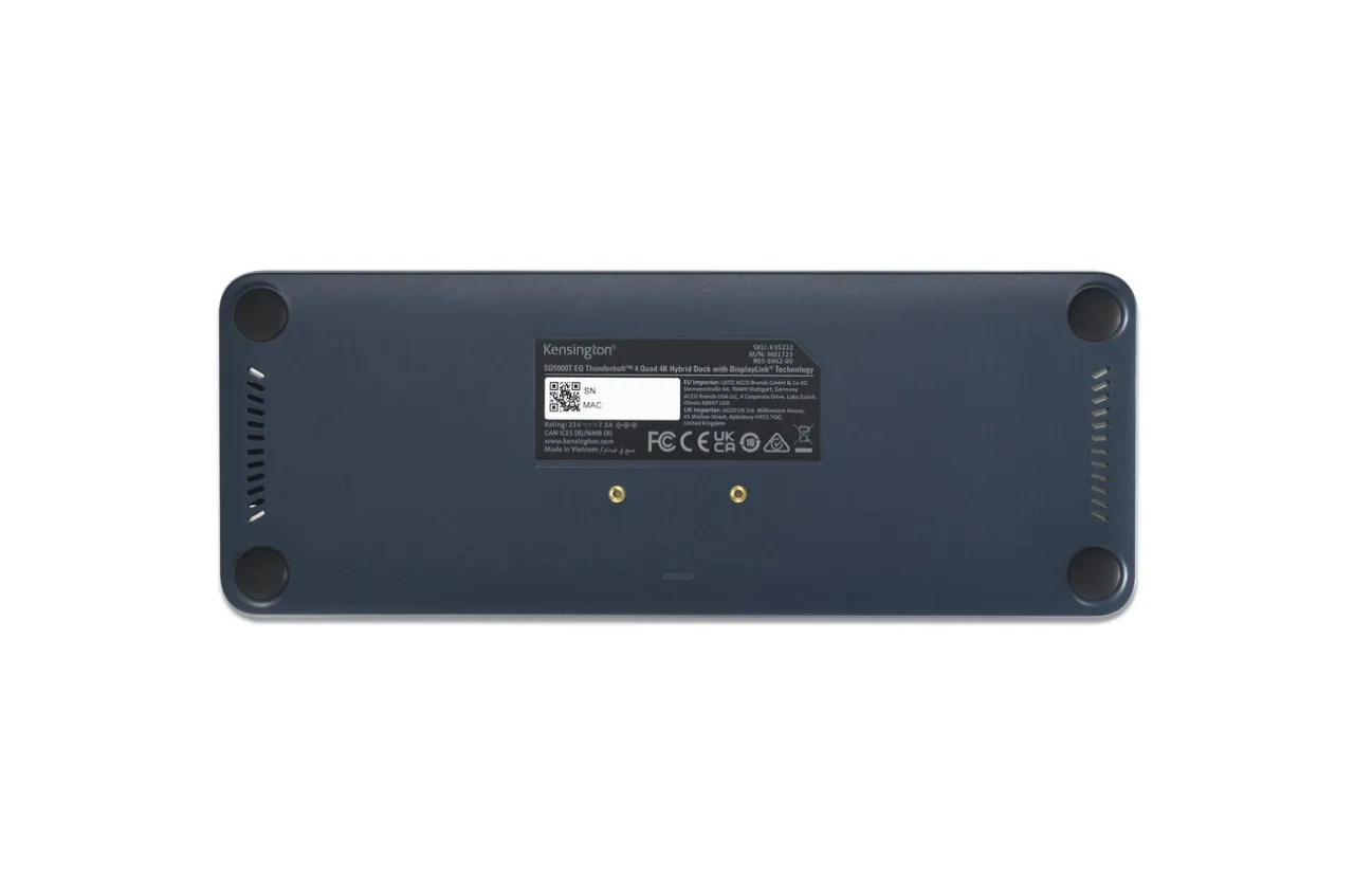 New Kensington SD5900T EQ Thunderbolt™ 4 Quad 4K 40Gbps Dock with DisplayLink® Technology – Midnight Blue