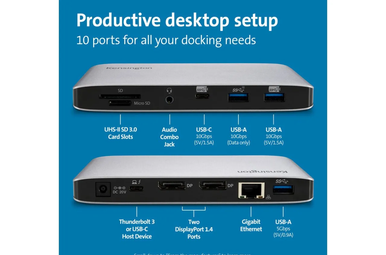 Cheap Kensington SD2480T Thunderbolt™ 3 and USB-C Dual 4K Hybrid Nano Dock with 60W PD - Windows/macOS